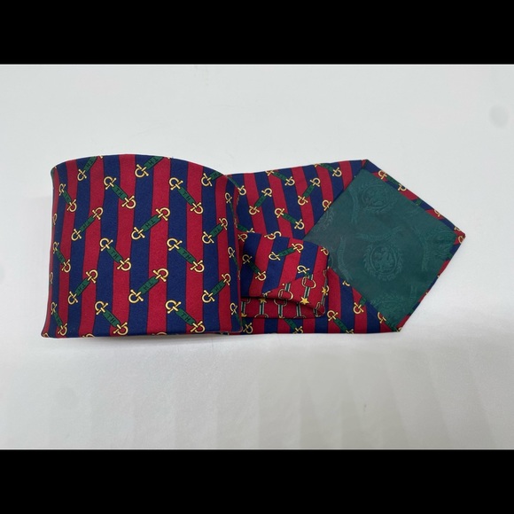 Tommy Hilfiger Italian Silk Imported Red Blue Neck Tie - Picture 8 of 14